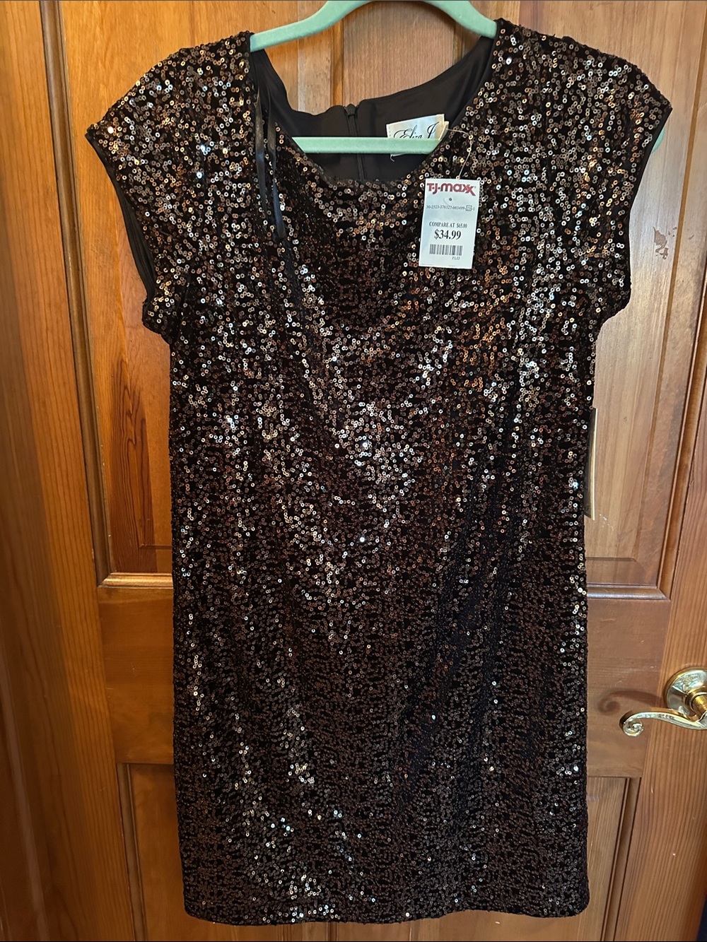 Eliza J Black Sequin Short Sleeve Dress
